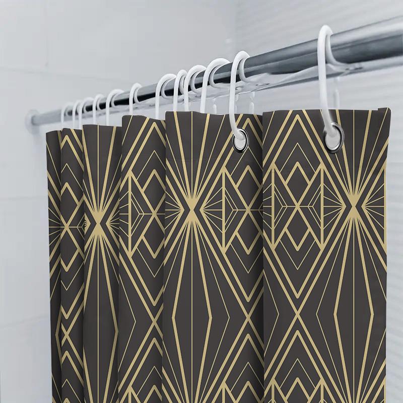 Art Deco Shower Curtain Gold Black Geometric Design For Bathroom Decor Unique Home Accessories Online Shopping For Kitchen Towel