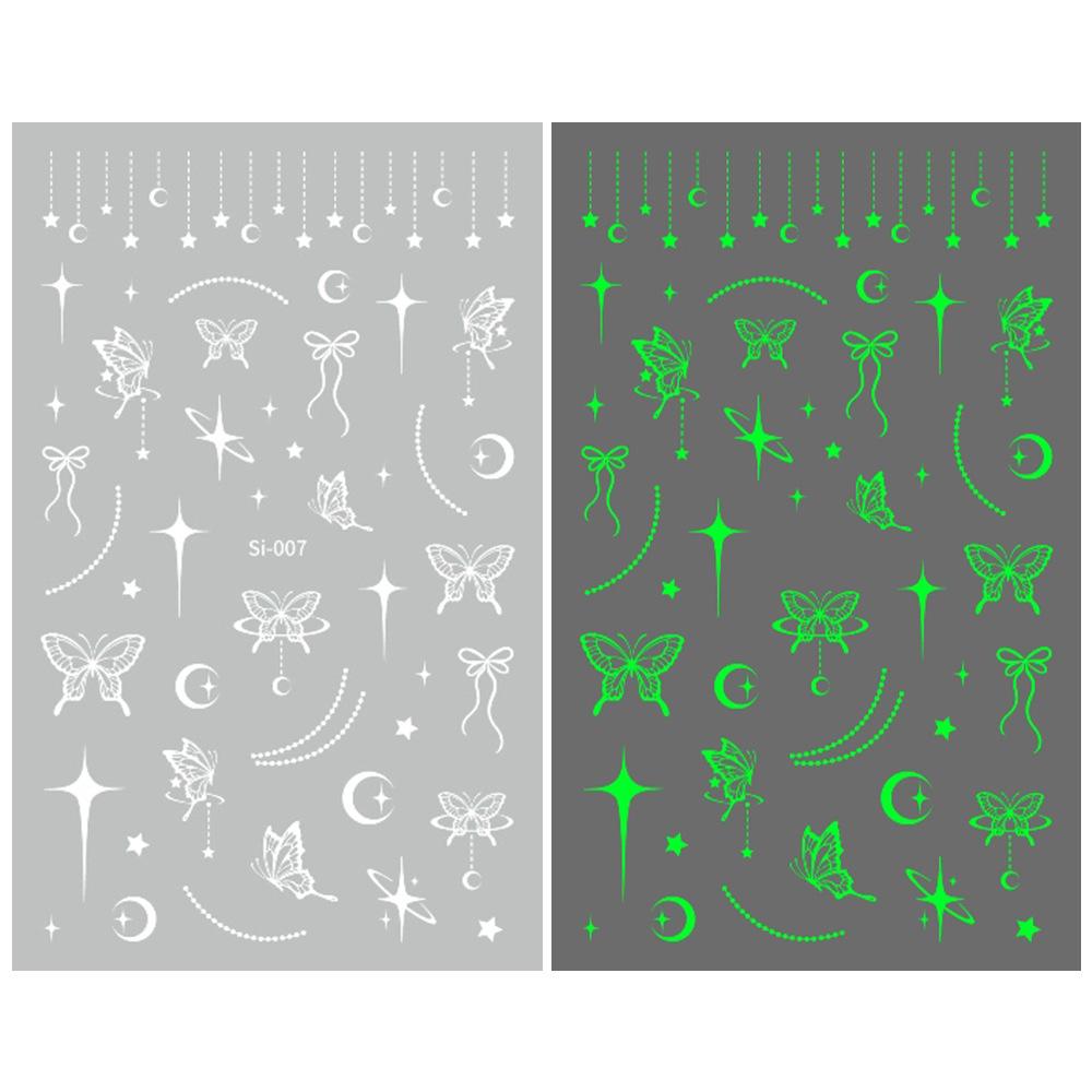 2026 Luminous Green & Blue Nail Stickers for Professional Salons - White-Enhancing Style