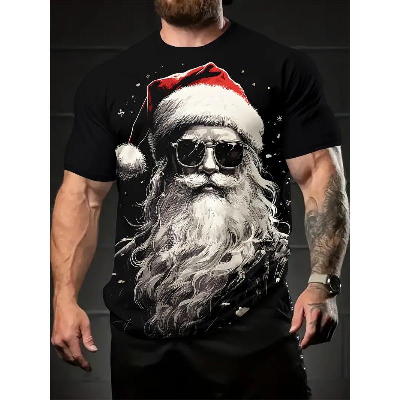 Bobby3 Kerstman 3D geprint heren T-shirt modieus kerstvakantie cadeau heren ronde hals korte mouwen oversized Hip hop kleding XL
