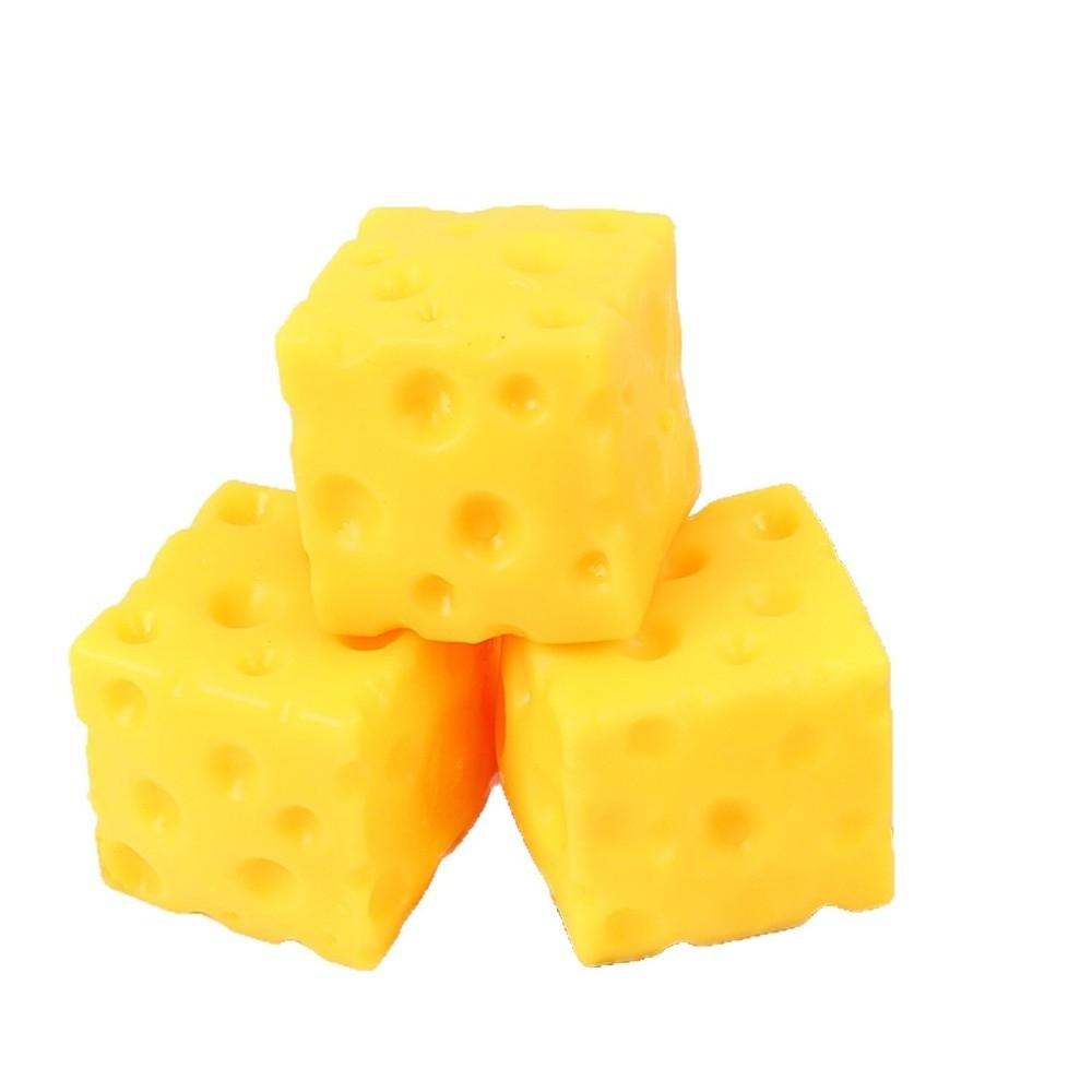 5cm Cheese Squishy Toy Realistic Cheese Stress Ball Novelty Cheese Squeezed Cube Home Decoration