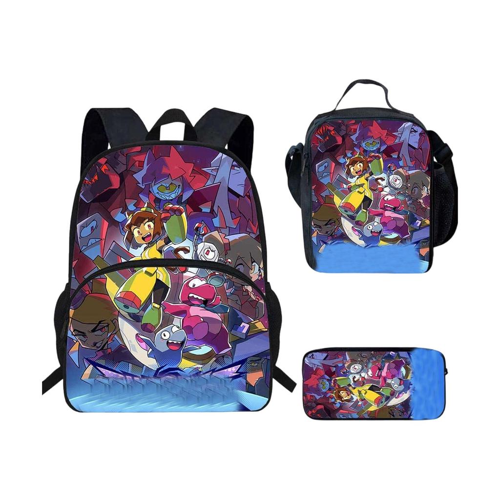 Student Backpack Lunch Bag Pencil Case Set Three Piece Lightweight Durable School Bag with Adjustable Straps and Multiple Compartments for Kids