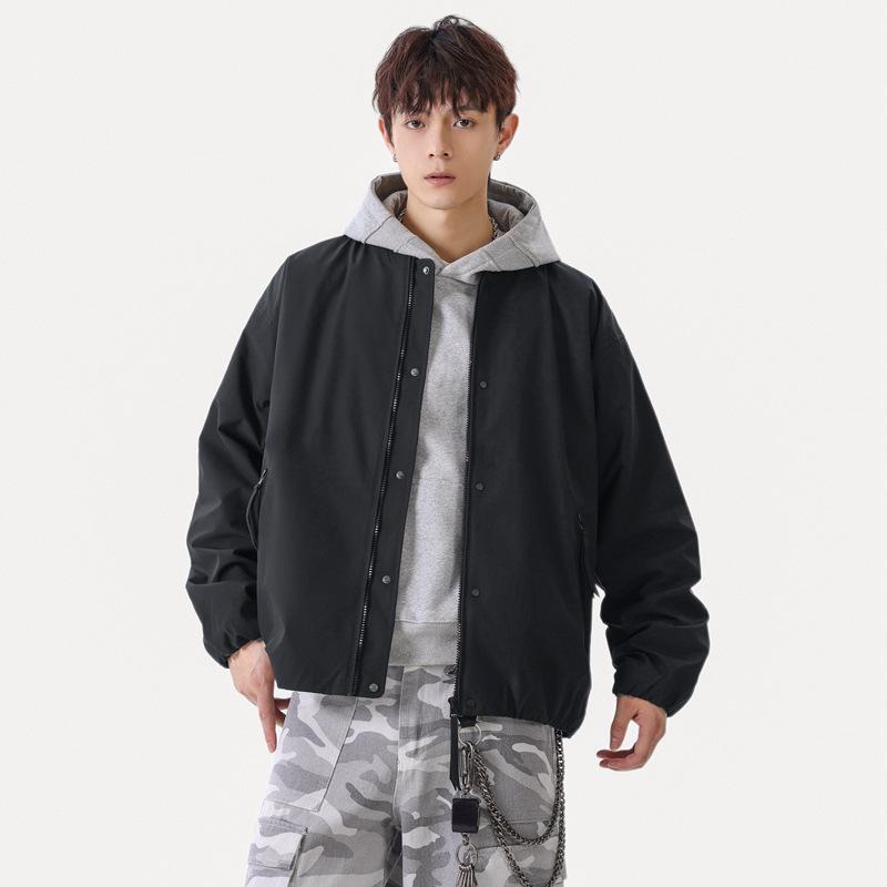 Stand-up Collar Tooling Bomber Jacket Men's Trendy Brand Zipper Design Sense Casual Baseball Jacket