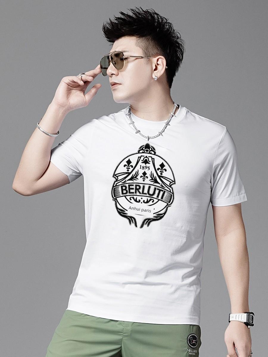 

European Goods 2025 New Arrival Classy Men Short Sleeve Silm T-shirt Men s Summer Fashion Brand Print round Neck Fashion Top Clothes M белый