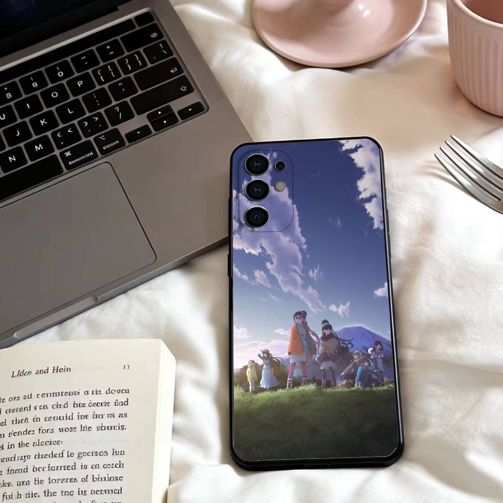 Anime Y-Yuru C-Camp  Phone Case For Samsung S25,24,23,22,30,21,10,9,Ultra,Plus,Lite,FE,4,5 G Soft Black Case
