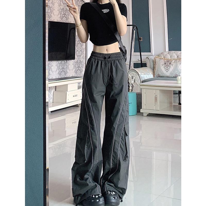 Spring Autumn Loose Casual High Waist Pants Women Solid Fashion All-match Cargo Pants Ladies Straight Trousers