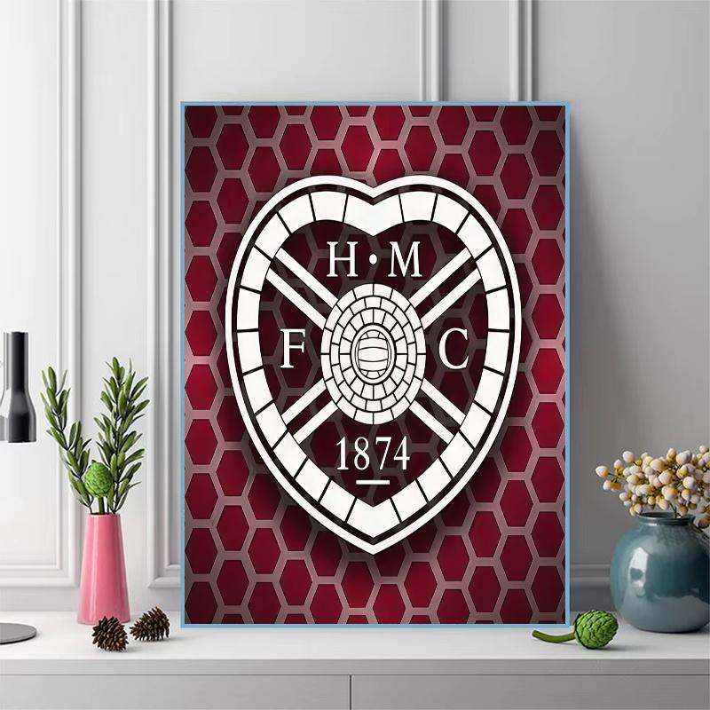 Heart of Midlothian FC Pattern 3pcs 100% Round Full Drill 5D DIY Diamond Painting Embroidery Cross Stitch Rhinestone Décor