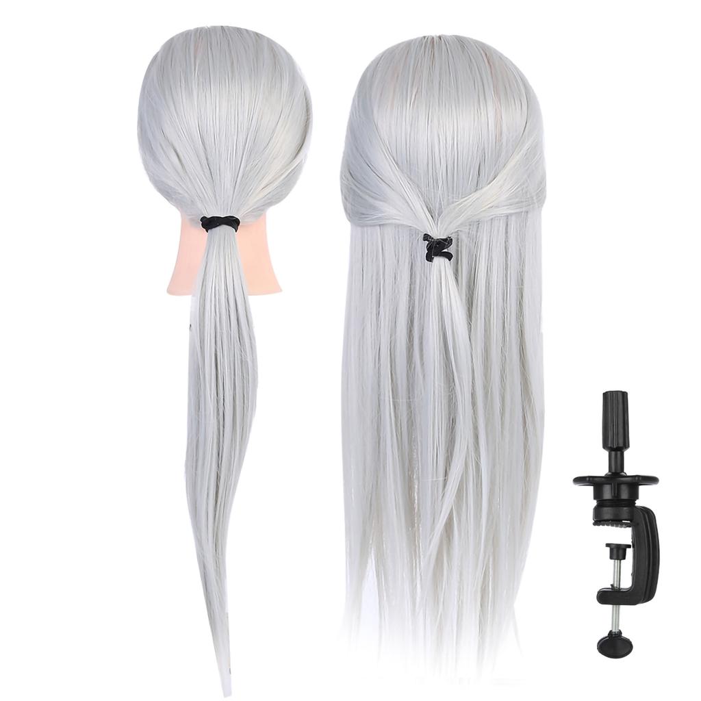 2 Colors Practice Head Mannequin Dolls Hair Salon Cosmetology Hairdressing Tool Light Gray