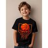 Kids Crewneck Short Sleeve Tee, Red Basketball Drip Print