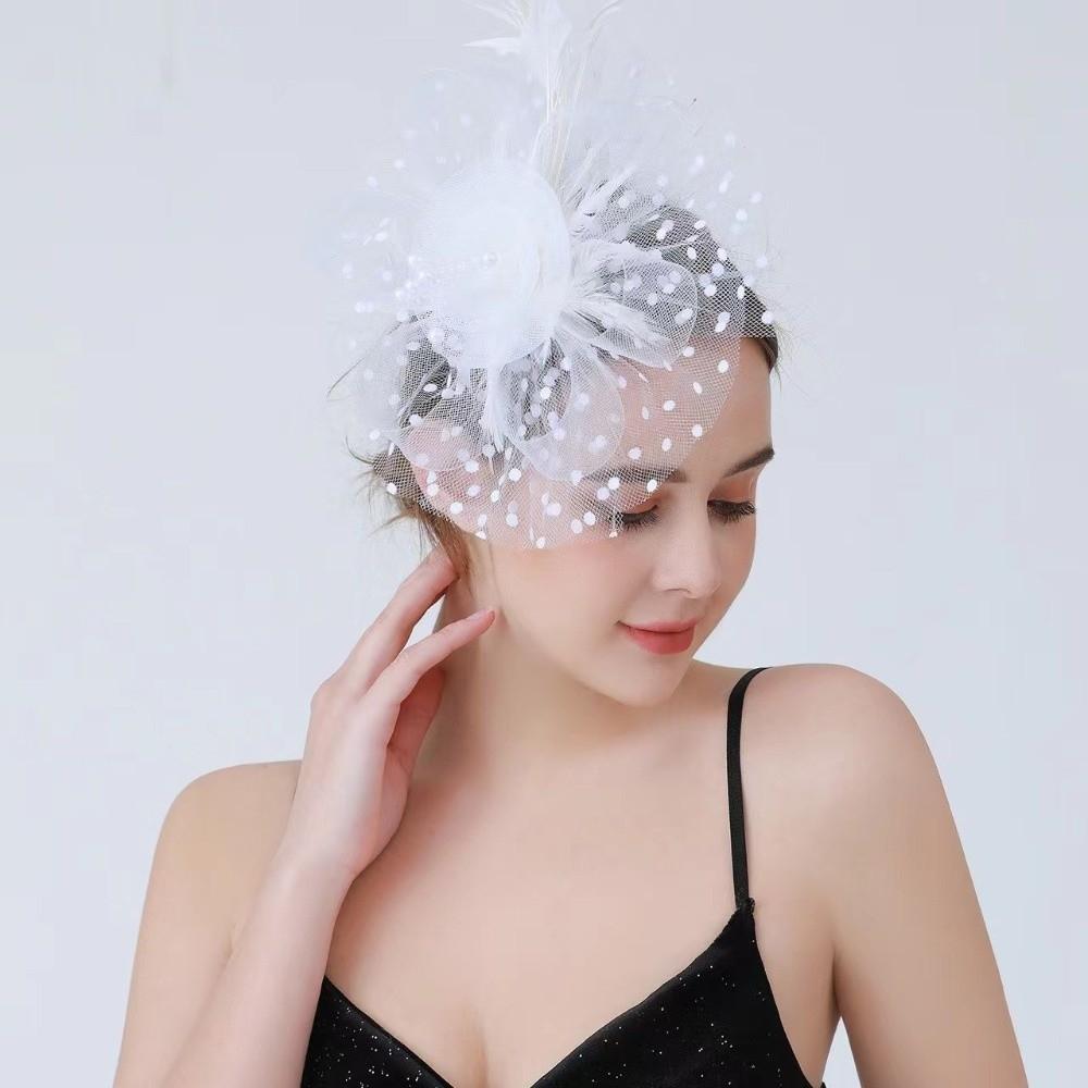 Hair Clip Feathers Fascinator Hat Hoop Flower Mesh Bride Headdress Party Mesh Hair Band  Wedding