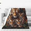 Snow Leopard Blanket with Three Wild Cats in Snowstorm Design for Cozy Living Room Decor AnimalPrintThrow Gift for Nature Lover