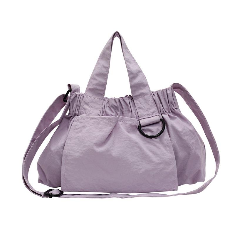 Canvas Portable One Shoulder Crossbody Dumpling Bag New Solid Color Foldable Shopping Bag Crossbody One Shoulder Bag