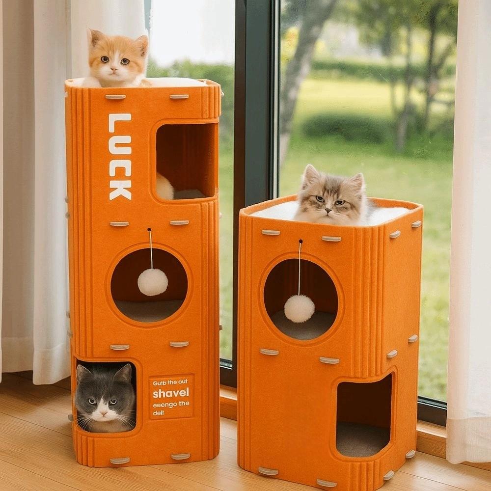 Kočičí hrad Domeček v dutině stromu Vše v jednom Škrabadlo pro kočky Zábavný pelíšek pro kočky Čtyři roční období