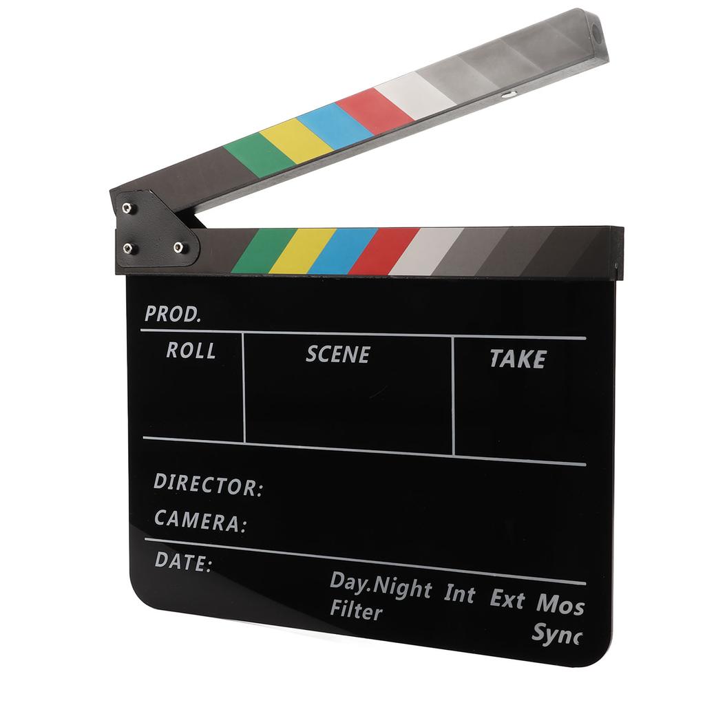 Movie Directors Clapboard Colorful Acrylic Movie Film Clap Board with Board Eraser Marker Wrench