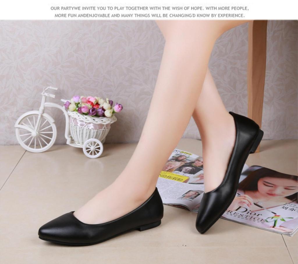 Goodspoon Comfortable for and Formal 1cm Wide Round PU Easy to Size 39 Women's Low-Heel Pumps, Walking, Recruitment, Office, Occasions, Heel, Black,