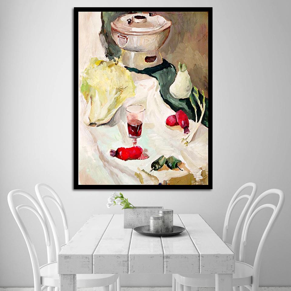 Abstract Oil Painting Hot Pot Food Nordic Style Wall Art Canvas Print Painting Modern Living Room Decor Picture No Frame