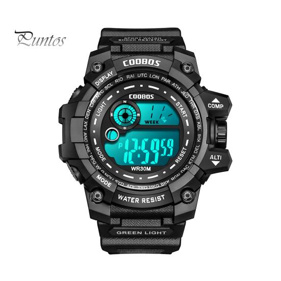 

Цифровые часы, светящиеся, с точным временем, спортивная жизнь, водонепроницаемые, многофункциональные цифровые часы для фитнеса чёрный