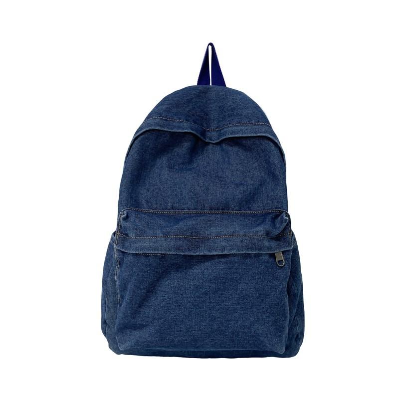 Schoolbag denim backpack 1011 casual washed denim student schoolbag large capacity wear-resistant retro denim schoolbag