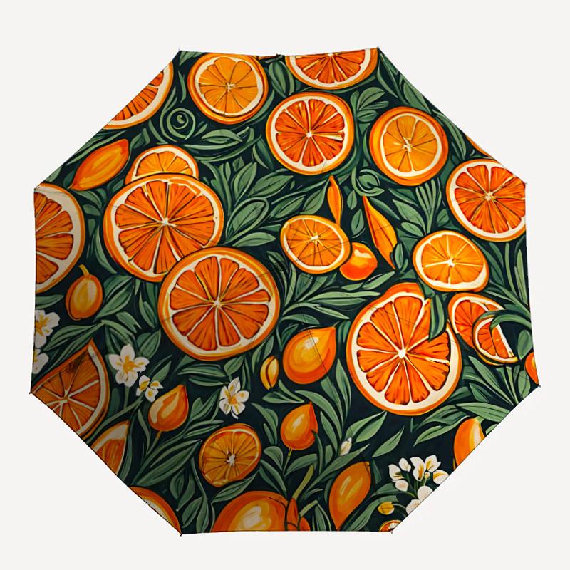 

1pc Oranges, Citrus Automatic Folding Umbrella - Portable Collapsible 8-Rib Umbrella for All Seasons yy251119144