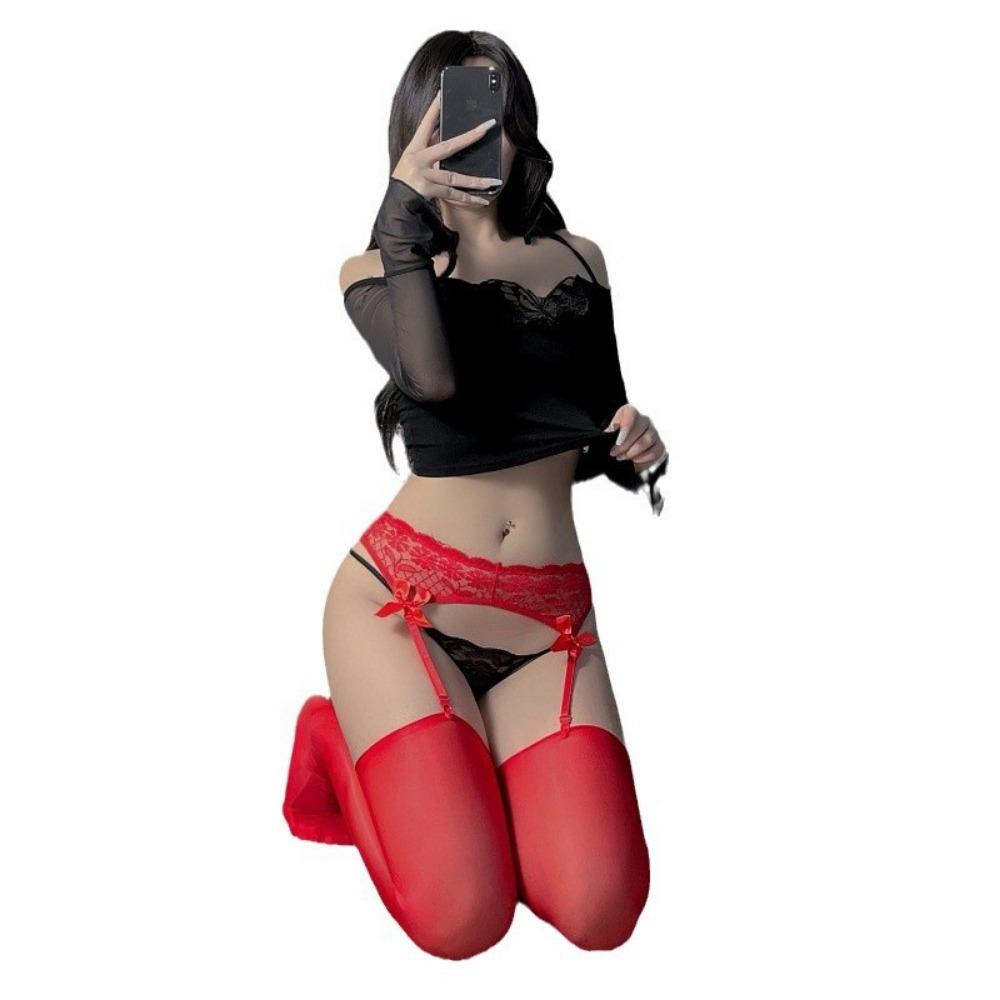 European and American Suspender Sex Underwear Sexy Integrated Transparent Lace Lace Stockings