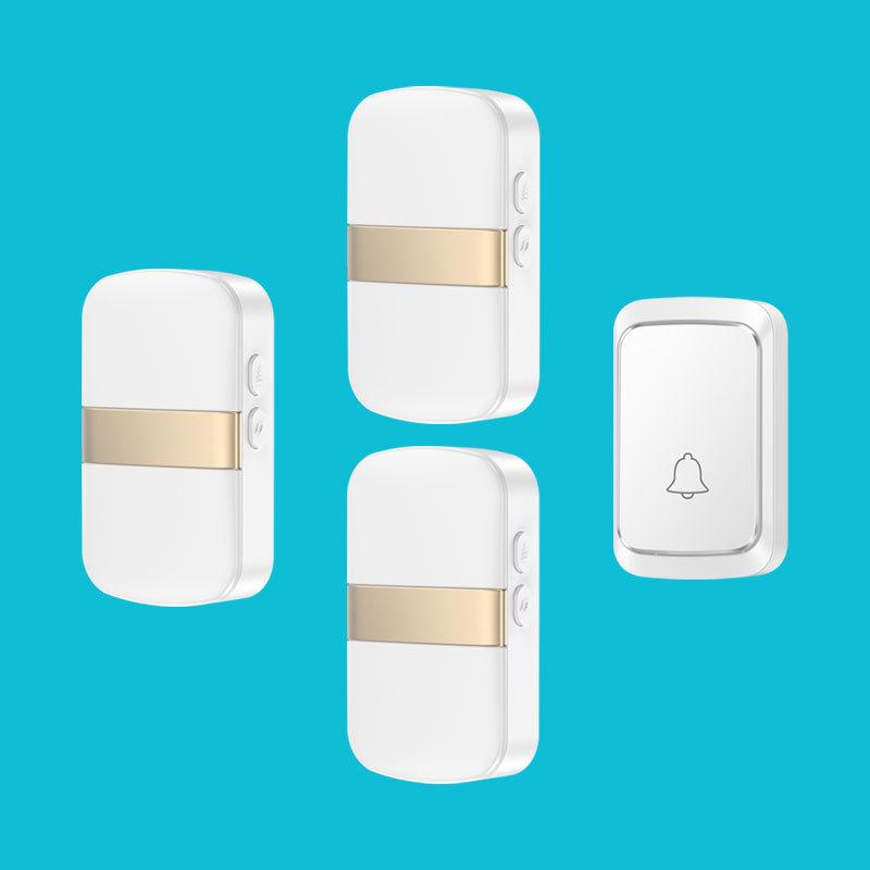Wireless, Battery-Operated Doorbell with One Transmitter and Three Receivers for Home Use