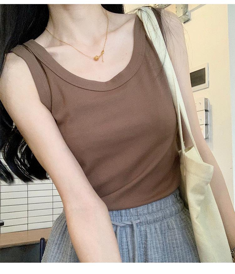 Women's Summer Slimming Vest, Large Size, Short Style, Sleeveless, Anti-Exposure, Threaded Design, Model 8008#