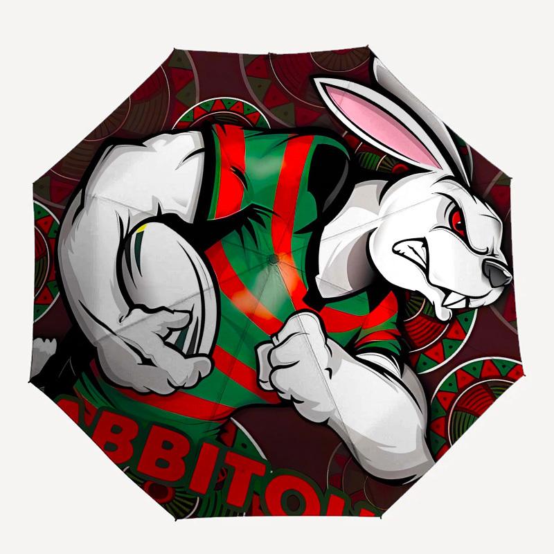 Rabbitohs, Rugby Automatic Opening and Closing, 8 Rib Structure Portable Umbrella, Suitable for Men and Women In All Seasons Perfect Gift F