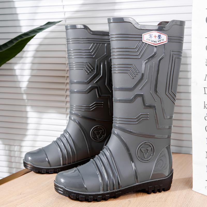 Fashion Trend Men's Tall Rain Boots Waterproof and Non-slip Water Shoes Thickened Beef Tendon Sole Wear-resistant Rain Shoes