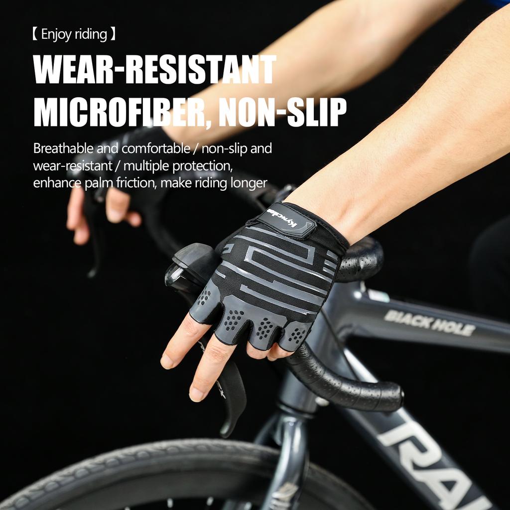 Men's Cycling Gloves Half Finger Quick Release Breathable Outdoor Sports Bike Riding Fitness Gym Training Anti-Slip Silicone Pri