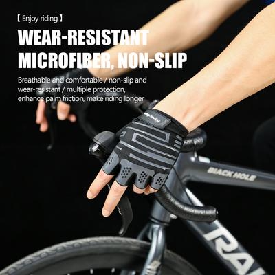 Men's Cycling Gloves Half Finger Quick Release Breathable Outdoor Sports Bike Riding Fitness Gym Training Anti-Slip Silicone Pri