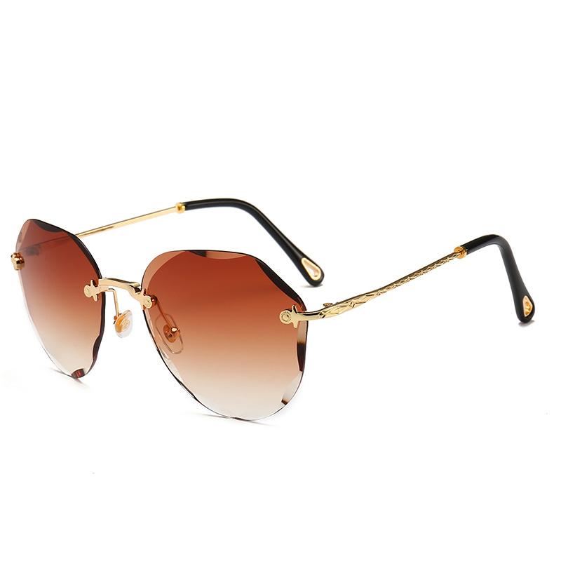 

JYL TS Sunglasses Frameless Curved Square Carved European/5505 B-7952 brown-nose