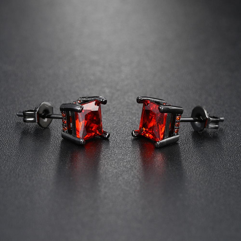 Square Crystal Studs Earrings Men Vintage Simple 4 Claws AAA+ Cubic Zirconia Hiphop Accessories Gold Ear Jewelry OHE147