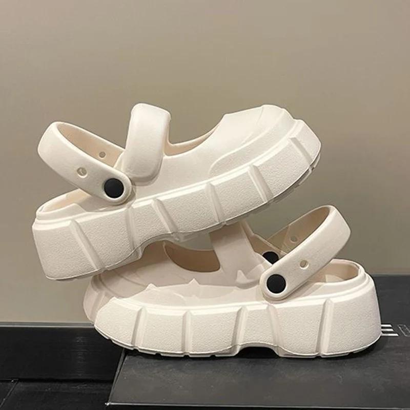 Sandale de vară pentru femei, cu platformă Eva, 2025, la modă, cu vârful închis, antiderapante, papuci de plajă, ușoare, cu talpă groasă, Mary Jane, saboți