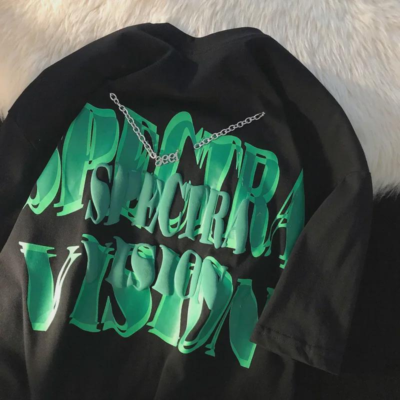 

Футболка унисекс с принтом в виде объемных букв цепи: Модная летняя мода XXL чёрный