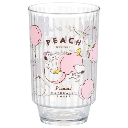 

OSK Snoopy C-11 Plastic Cup, Pink, SNOOPY PEANUTS Fruit, Clear Plastic Cup, Dishwasher and Dryer Safe