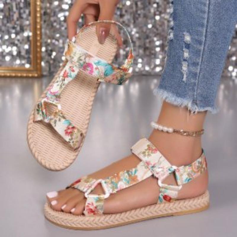 Neue Damenschuhe in Übergröße mit dicker Sohle, Klettverschluss-Strandsandalen