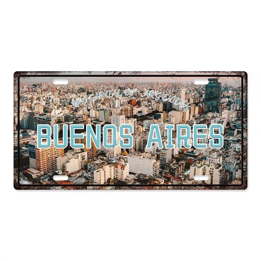 Vintage Capital City Licenses Plate Metal Plaque Metal Aluminum Sign for Restaurant Bar Workshop Cafe Pub Man Cave Decoration