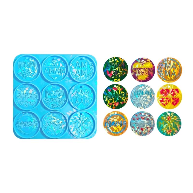 Round Heart Silicone Molds Holographic Resin Molds Keychain Keyring Earrings Pendant Mold for DIY Jewelry Making Craft 1 синий