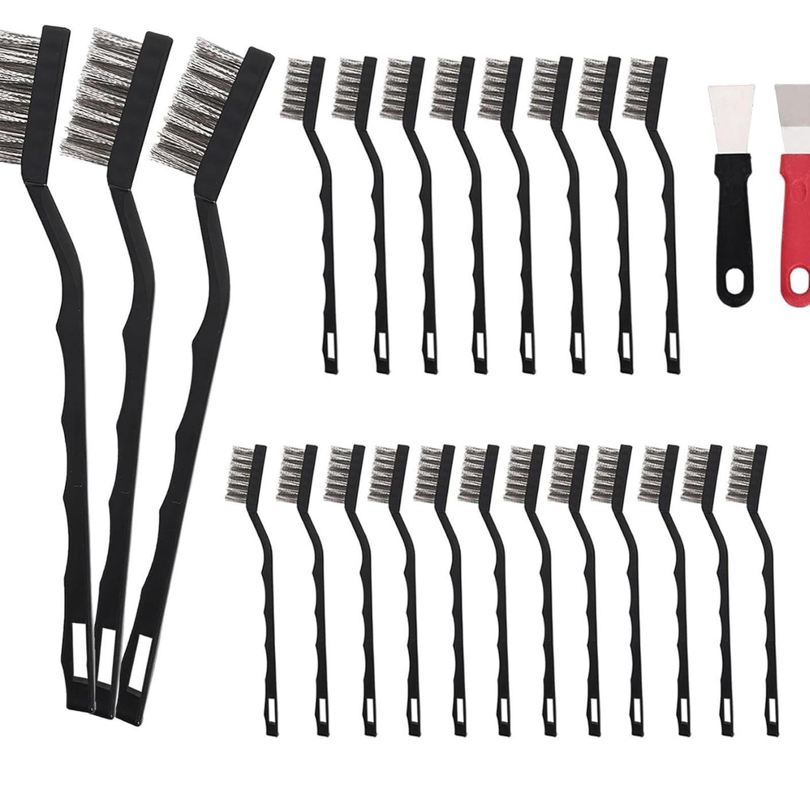 

15PCS Wire Brush Stainless Steel Brush Set,Masonry Brush Wire Bristle for Cleaning Welding Slag and ,Curved Handle Brush (Stainless Steel, 15) one size
