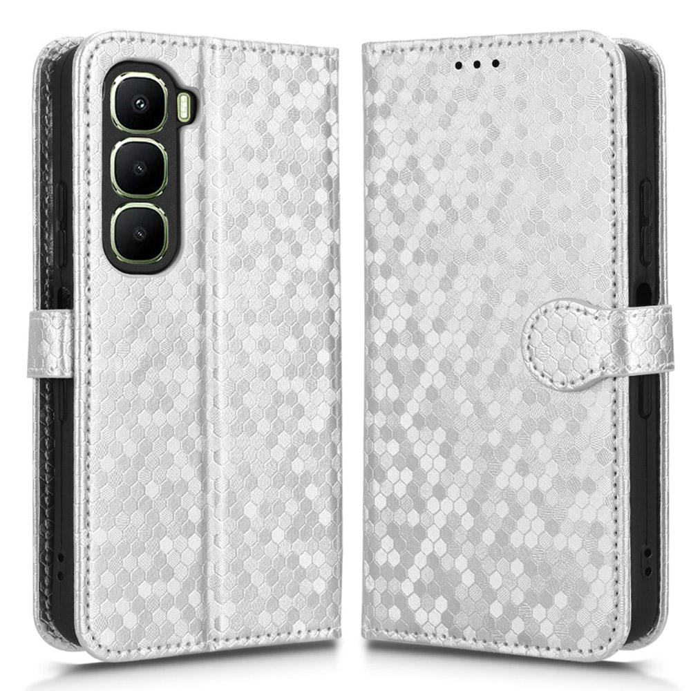 For Infinix Hot 60i 4G/Hot 60 5G Wallet Case Dot Pattern Imprint PU Leather Phone Cover with Wrist Strap