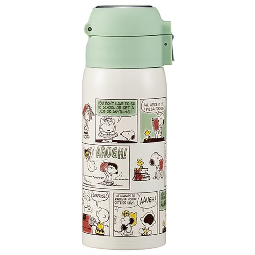 Skater Straw Mug Bottle 350ml Cold Storage Stainless Steel Water Bottle Snoopy One Touch Open STOT3ST-A