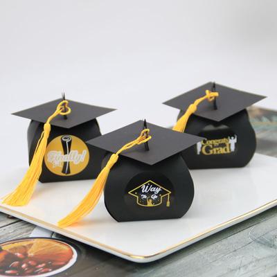 24PCS Black Graduation Theme Paper Candy Gift Box