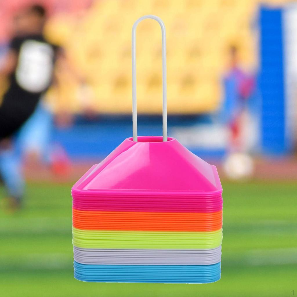 50 Pieces Soccer Cones Square Flexible 12.5cm with Holder Marking for Running Basketball Field