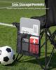 Portable Folding Bench, 4 Seat Foldable Soccer Bench with Side Pockets and Carrying Bag, Lightweight Sideline Seating with Back Rest for Football,