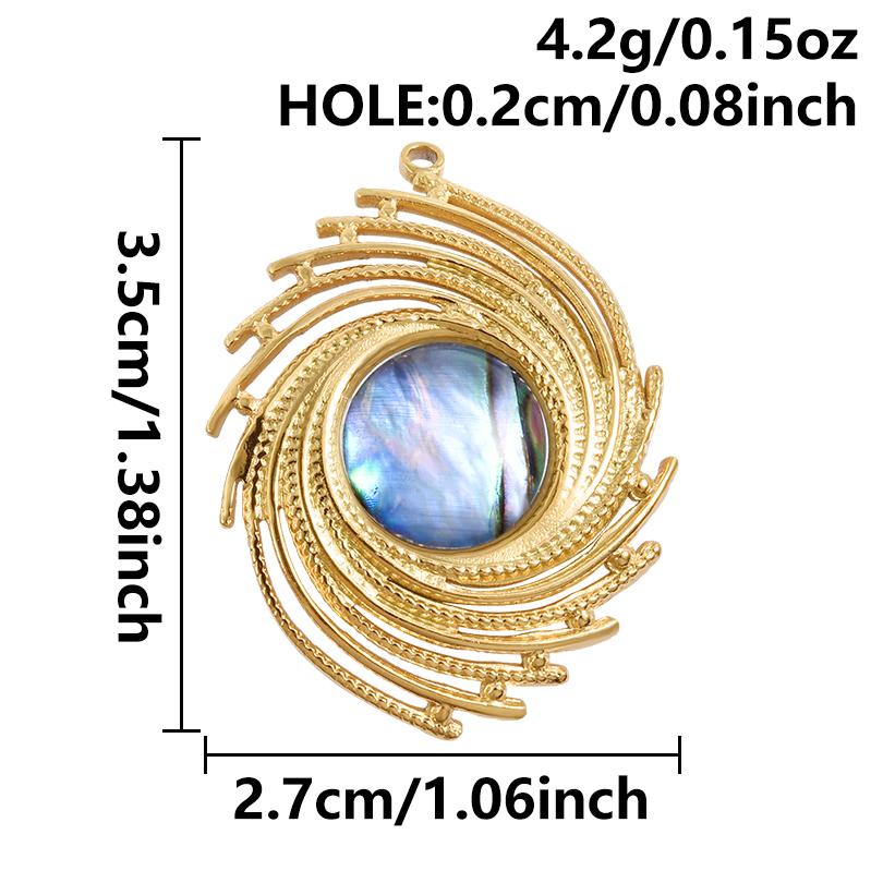 High Quality 304 Stainless Steel Sun Heart Abalone Shell Pendant For Jewelry Making Supplies Enamel Charm Golden DIY Accessories