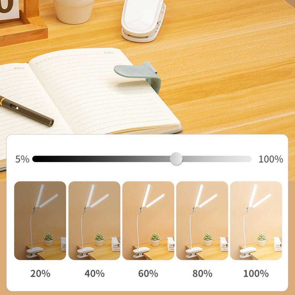 3 Colors LED Clamp Double Head Desk Lamp Touch Dimming Reading Lamp with Clip  School/Office