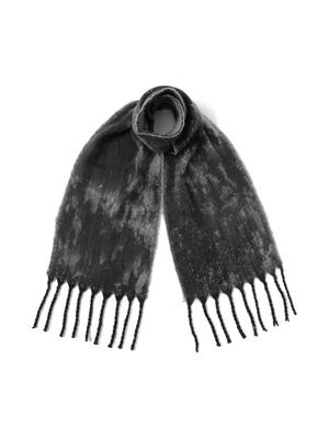 Beams Heart Men's Marble Shaggy Scarf, Black, One Size