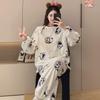2025 new Autumn Winter cute Cartoon Pajamas Sets for Women Warm Thicken Pajama Long Sleepwear young Girl pyjamas Coral Fleece Homewear Clothes