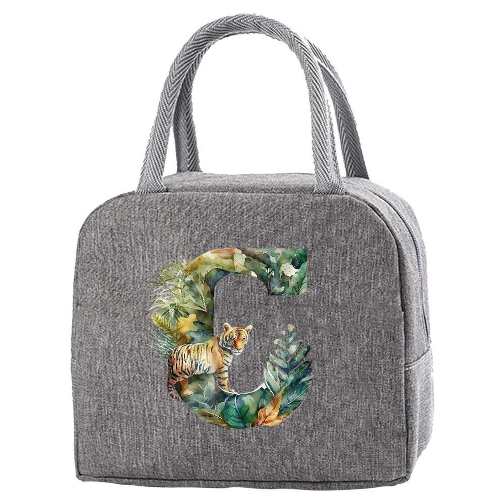 Portable Food Insulation for Traveling Jungle Tiger Letter Printing Box Picnic Waterproof Oxford Zipper Insulation Lunch Bag