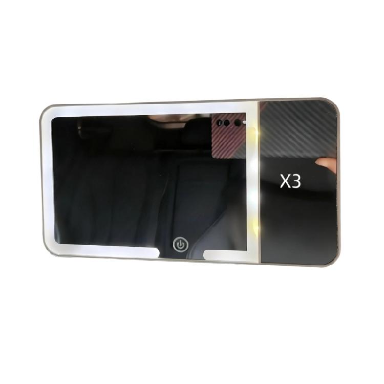 Portable Rechargeable Car Makeup Mirror With Auto Dimming LED Lights And Secure Sun Visors Attachment Quick Installation