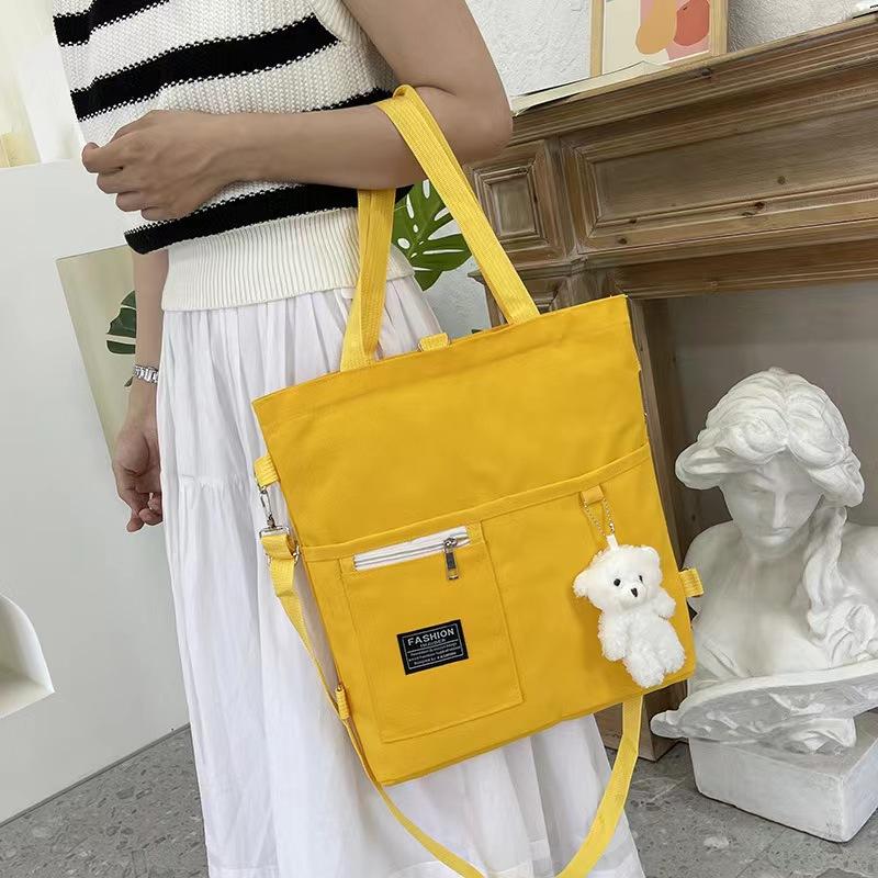 ins multi-purpose women's Korean version shoulder canvas bag fashion college student storage backpack class tutoring canvas bag